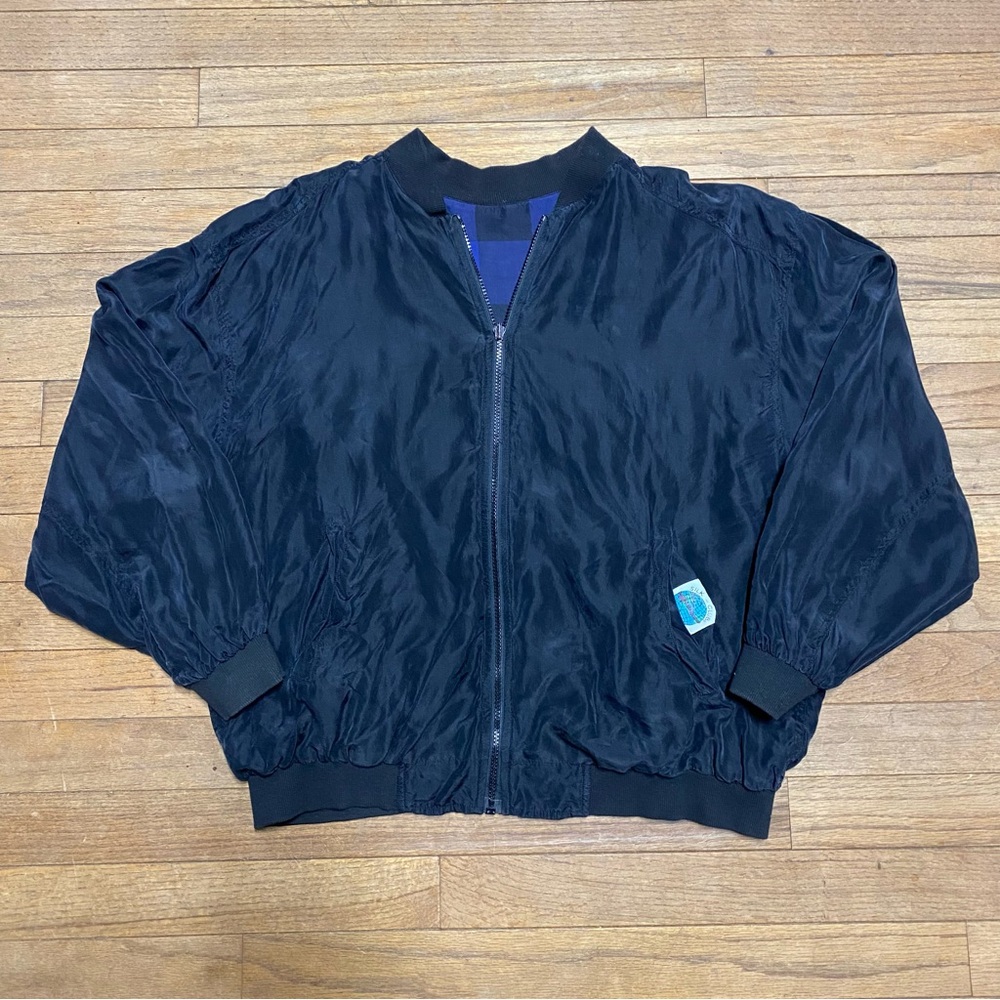 Blue and Black Plaid Bomber Jacket - Picture 2 of 11
